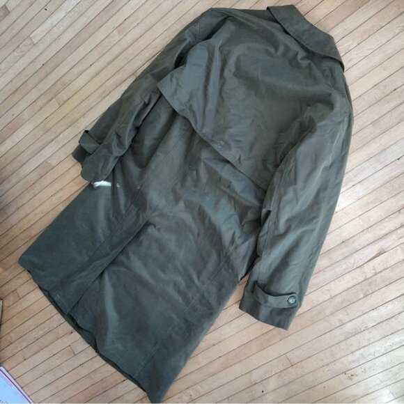 Chaps Ralph Lauren Vintage Trench Coat Olive Green Lined 38R - Picture 4 of 10